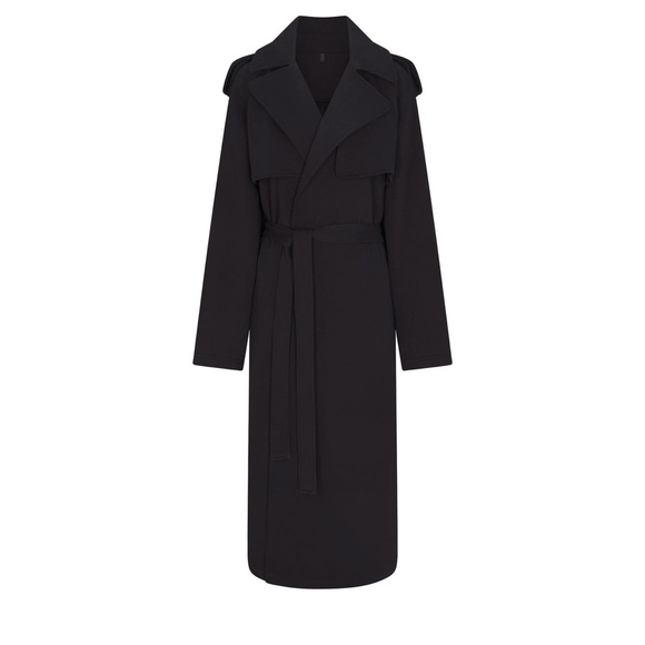 SKIMS Boyfriend Fleece Oversized Trench Coat - Washed Onyx - Picture 1 of 10